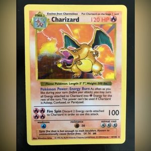 1999 Pokemon Charizard Shadowless Holo Base Set #4/102 RARE
